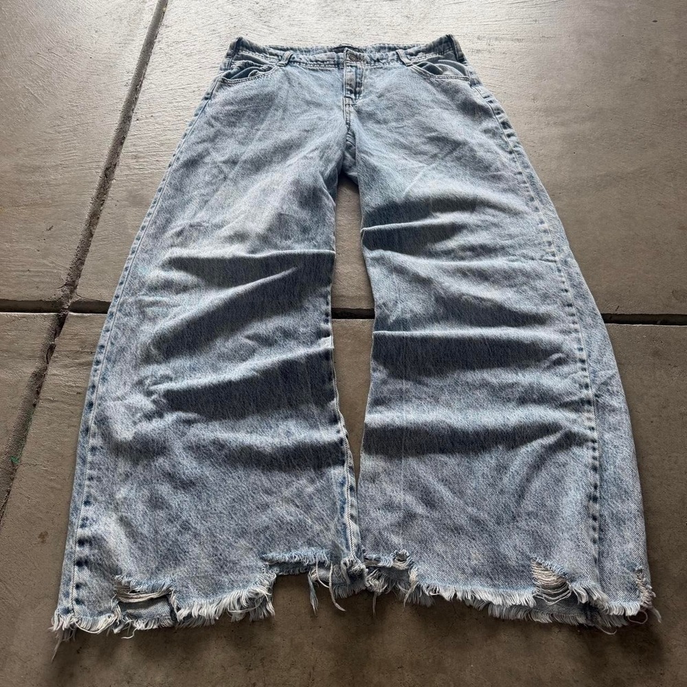 32x30 Blue Baggy Wide Leg Skater Jeans Y2K Grunge 2000s Vintage